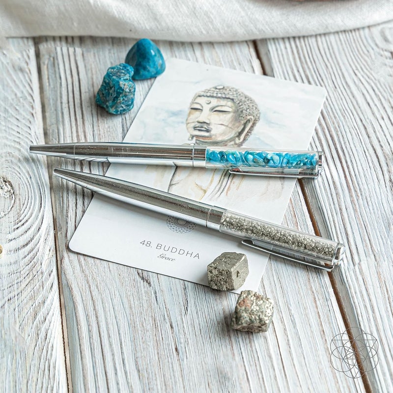 Conscious Items - Endless Possibilities Pyrite and Apatite Crystal Pen Set - Fancy Pens for Women and Men - Unique Pens for Girls - Image 4